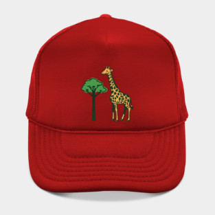 Giraffe and Tree Illustration – Minimal Safari Animal Art Hat