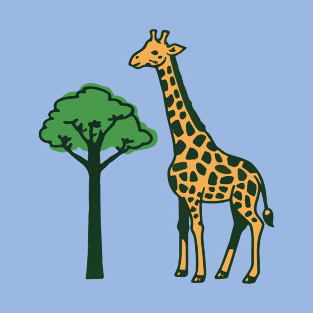 Giraffe and Tree Illustration – Minimal Safari Animal Art by DonWillisJrArt