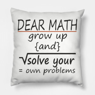 Dear Math Solve Your Own Problems Nerdy Sarcasm Pillow