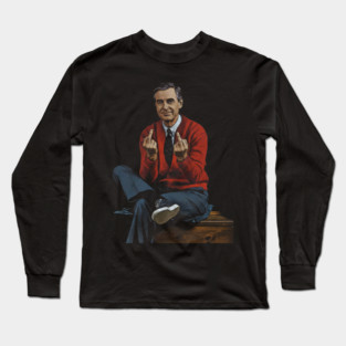 Flipping Bird Retro/Vintage 90s Aesthetic Mr. Rogers Long Sleeve T-Shirt