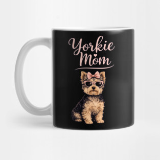 Stylish Yorkie Dog with Bow and Sunglasses Mug