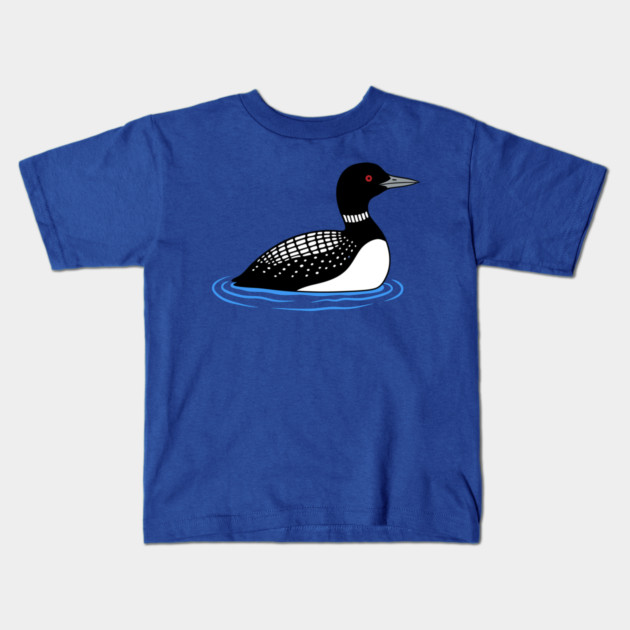 Common Loon on Water – Minimalist Wildlife Art Kids T-Shirt by DonWillisJrArt