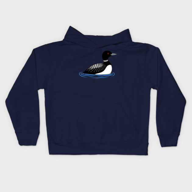 Common Loon on Water – Minimalist Wildlife Art Kids Hoodie by DonWillisJrArt