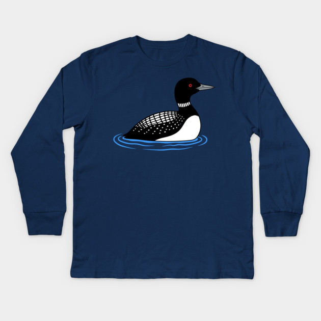 Common Loon on Water – Minimalist Wildlife Art Kids Long Sleeve T-Shirt by DonWillisJrArt