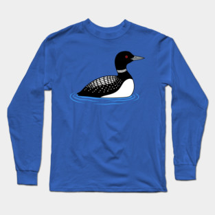 Common Loon on Water – Minimalist Wildlife Art Long Sleeve T-Shirt