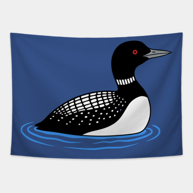 Common Loon on Water – Minimalist Wildlife Art Tapestry by DonWillisJrArt