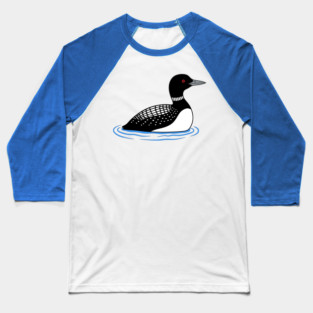 Common Loon on Water – Minimalist Wildlife Art Baseball T-Shirt