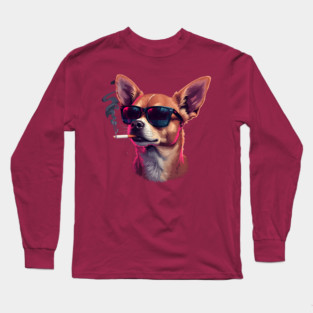 Chihuahua Dog Smoking Meme Long Sleeve T-Shirt
