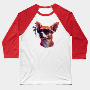 Chihuahua Dog Smoking Meme Baseball T-Shirt