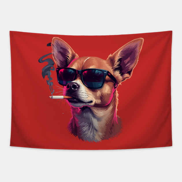Chihuahua Dog Smoking Meme Tapestry by The WYLD Tribe
