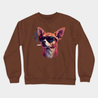 Chihuahua Dog Smoking Meme Crewneck Sweatshirt