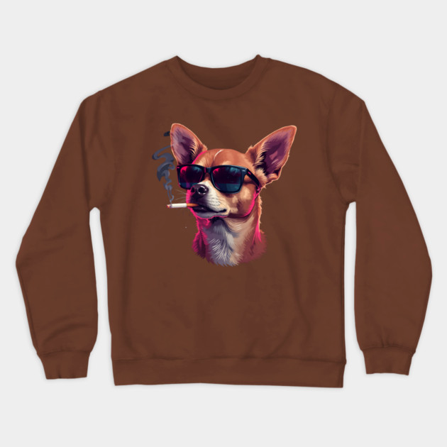 Chihuahua Dog Smoking Meme Crewneck Sweatshirt by The WYLD Tribe