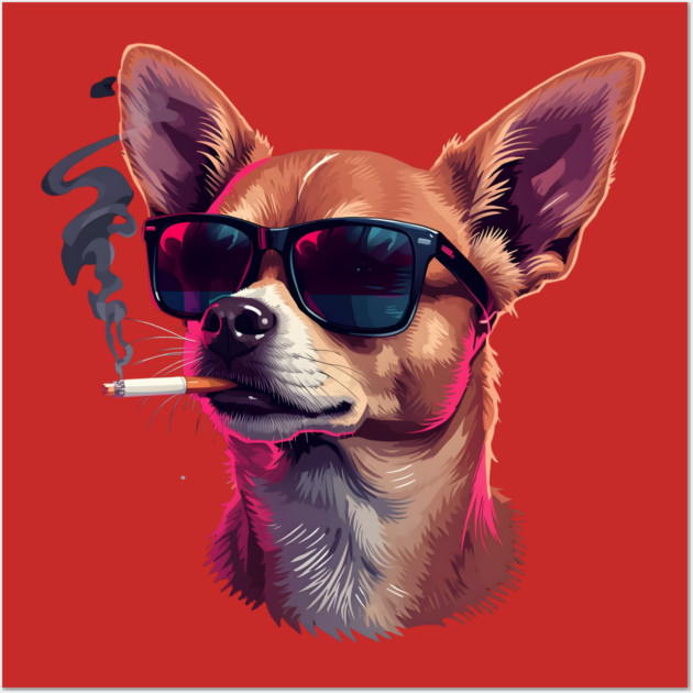 Chihuahua Dog Smoking Meme Wall Art by The WYLD Tribe