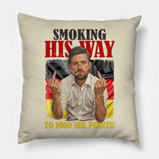 VINTAGE Leon Draisaitl Smoking His Way To 1000 Points WHTE Pillow