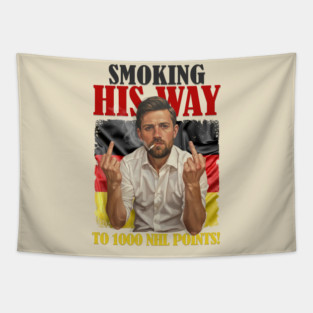 VINTAGE Leon Draisaitl Smoking His Way To 1000 Points WHTE Tapestry