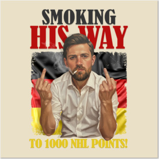 VINTAGE Leon Draisaitl Smoking His Way To 1000 Points WHTE Posters and Art