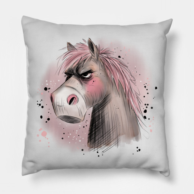 Grumpy Horse Pillow by H. R. Sinclair
