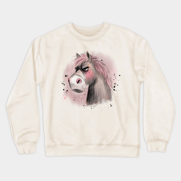 Grumpy Horse Crewneck Sweatshirt by H. R. Sinclair