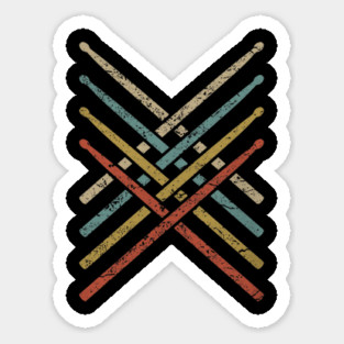 Retro Vintage Drummer 70s 80s Distressed Drum Sticks Sticker