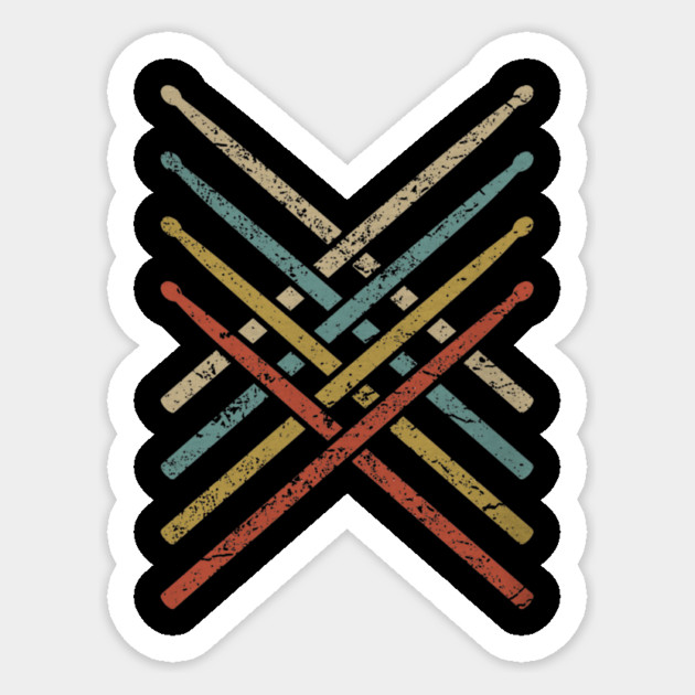 Retro Vintage Drummer 70s 80s Distressed Drum Sticks Sticker by yangho