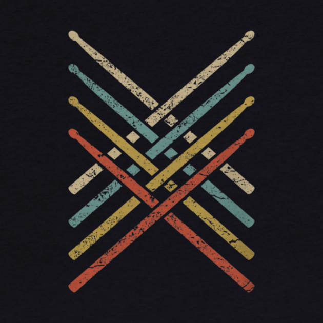 Retro Vintage Drummer 70s 80s Distressed Drum Sticks by yangho