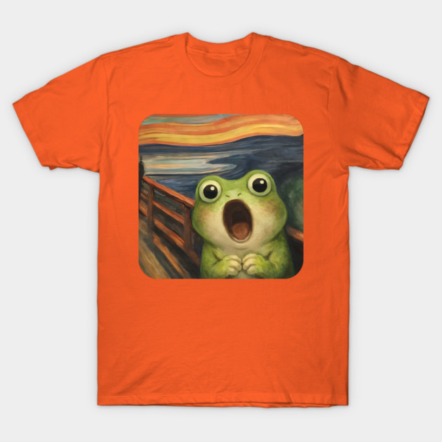 Funny Smol Frog Munch The Scream Parody design T-Shirt by Luxinda