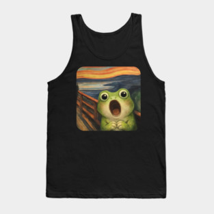 Funny Smol Frog Munch The Scream Parody design Tank Top