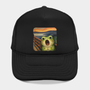 Funny Smol Frog Munch The Scream Parody design Hat