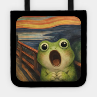 Funny Smol Frog Munch The Scream Parody design Tote