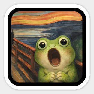 Funny Smol Frog Munch The Scream Parody design Sticker