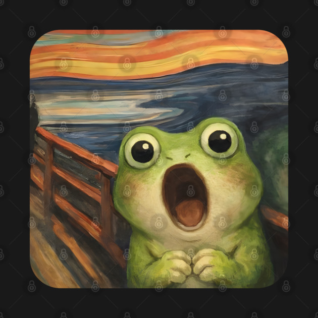 Funny Smol Frog Munch The Scream Parody design by Luxinda