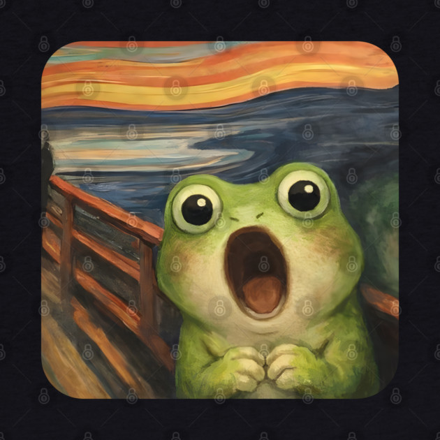 Funny Smol Frog Munch The Scream Parody design by Luxinda