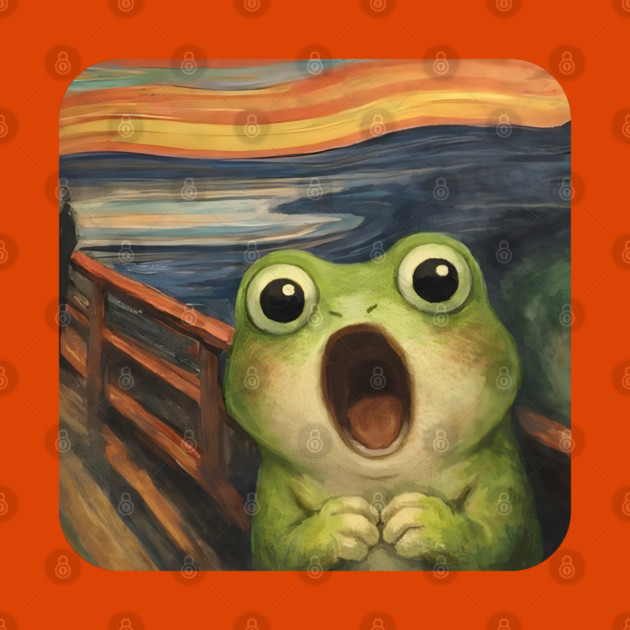 Funny Smol Frog Munch The Scream Parody design by Luxinda