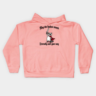Cute Raccoon: May the foulest stench eternally waft your way Kids Hoodie