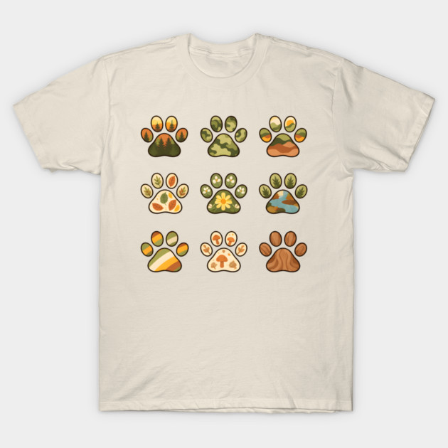 Nature Walk Pawprints T-Shirt by Champanie's Store