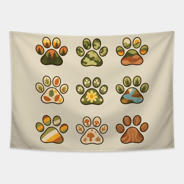 Nature Walk Pawprints Tapestry by Champanie's Store