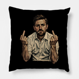 VINTAGE Leon Draisaitl Smoking MIDDLE FINGER BLACK WHITE 90 Pillow