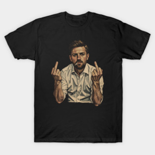 VINTAGE Leon Draisaitl Smoking MIDDLE FINGER BLACK WHITE 90 T-Shirt