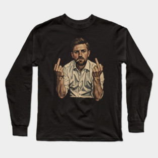 VINTAGE Leon Draisaitl Smoking MIDDLE FINGER BLACK WHITE 90 Long Sleeve T-Shirt
