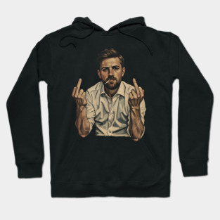 VINTAGE Leon Draisaitl Smoking MIDDLE FINGER BLACK WHITE 90 Hoodie