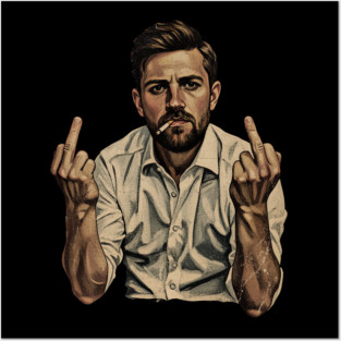 VINTAGE Leon Draisaitl Smoking MIDDLE FINGER BLACK WHITE 90 Posters and Art