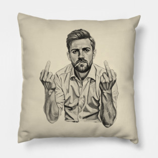VINTAGE Leon Draisaitl Smoking MIDDLE FINGER BLACK Pillow