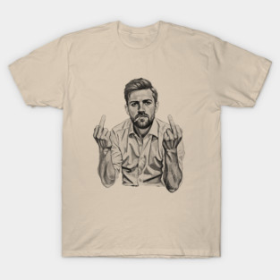 VINTAGE Leon Draisaitl Smoking MIDDLE FINGER BLACK T-Shirt