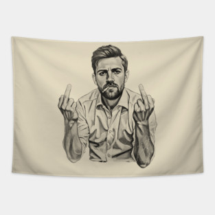 VINTAGE Leon Draisaitl Smoking MIDDLE FINGER BLACK Tapestry