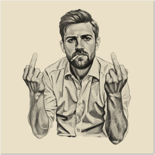 VINTAGE Leon Draisaitl Smoking MIDDLE FINGER BLACK Posters and Art