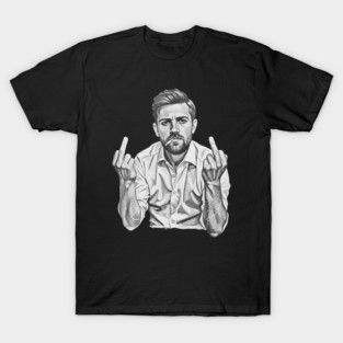 VINTAGE Leon Draisaitl Smoking MIDDLE FINGER BLACK WHITE T-Shirt
