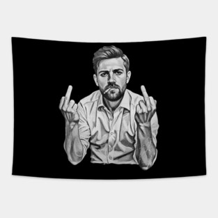 VINTAGE Leon Draisaitl Smoking MIDDLE FINGER BLACK WHITE Tapestry