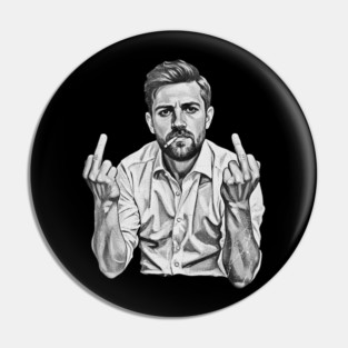VINTAGE Leon Draisaitl Smoking MIDDLE FINGER BLACK WHITE Pin