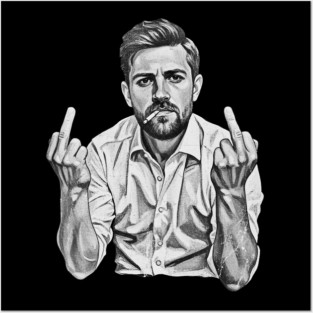 VINTAGE Leon Draisaitl Smoking MIDDLE FINGER BLACK WHITE Posters and Art