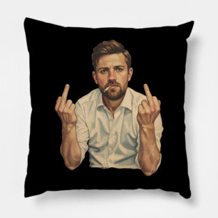 VINTAGE Leon Draisaitl Smoking MIDDLE FINGER Pillow